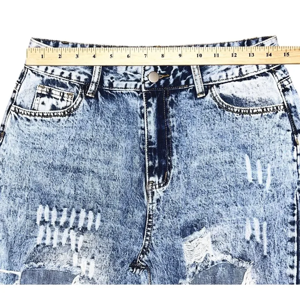 Flamingo Ripped High-Rise Straight Leg Light Wash Jeans Women's Large